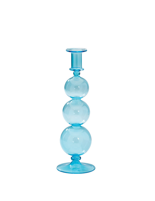 Bubble glas lysestage - helt blå